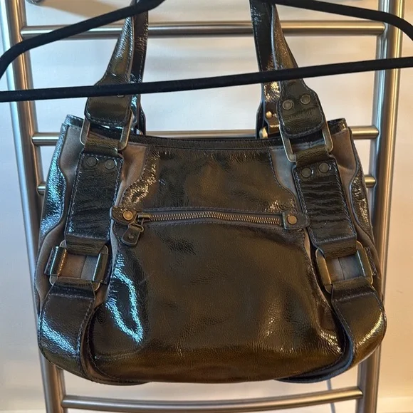 Jimmy Choo Shiny Olive Mahala Shoulder Bag